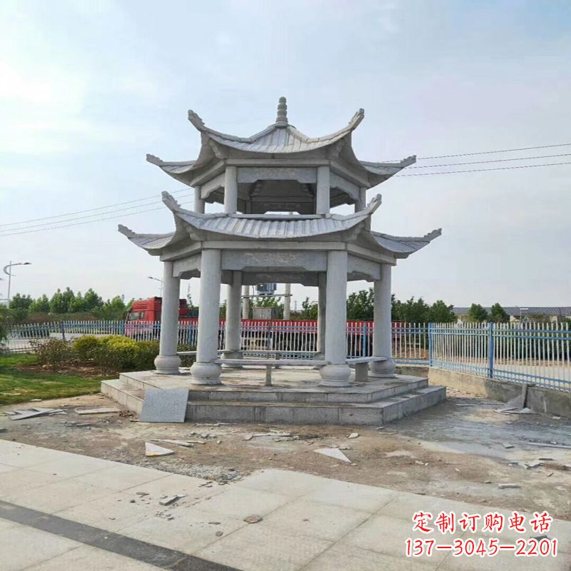辽阳中领雕塑-精美双层凉亭石雕