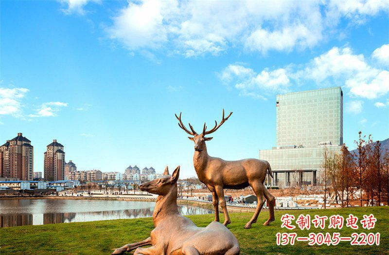 辽阳公园羚羊动物铜雕 (2)