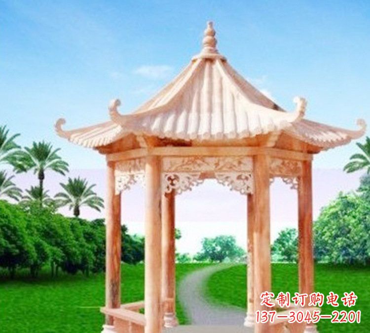 辽阳艺术精美的六角凉亭石雕