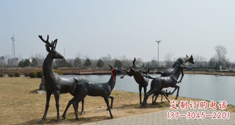 辽阳公园鹿动物铜雕 (3)