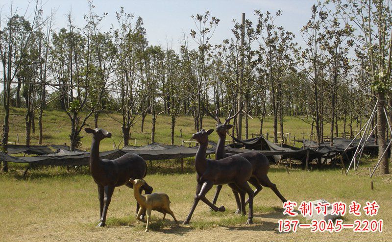 辽阳优雅雕塑-梅花鹿铜雕