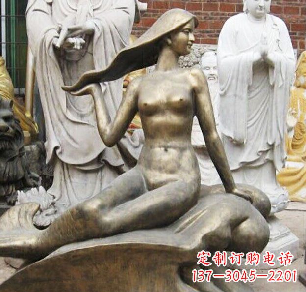 辽阳公园美人鱼景观铜雕 (3)