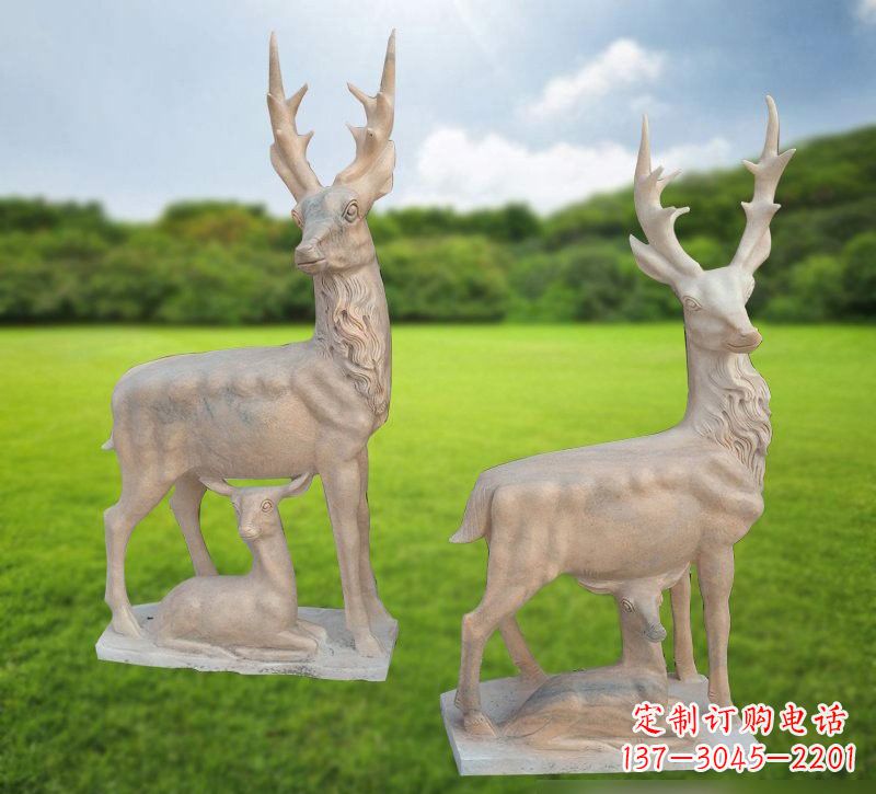 辽阳优质工艺 梅花鹿石雕