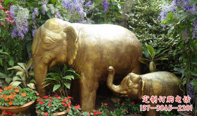 辽阳铜雕母子象艺术雕塑