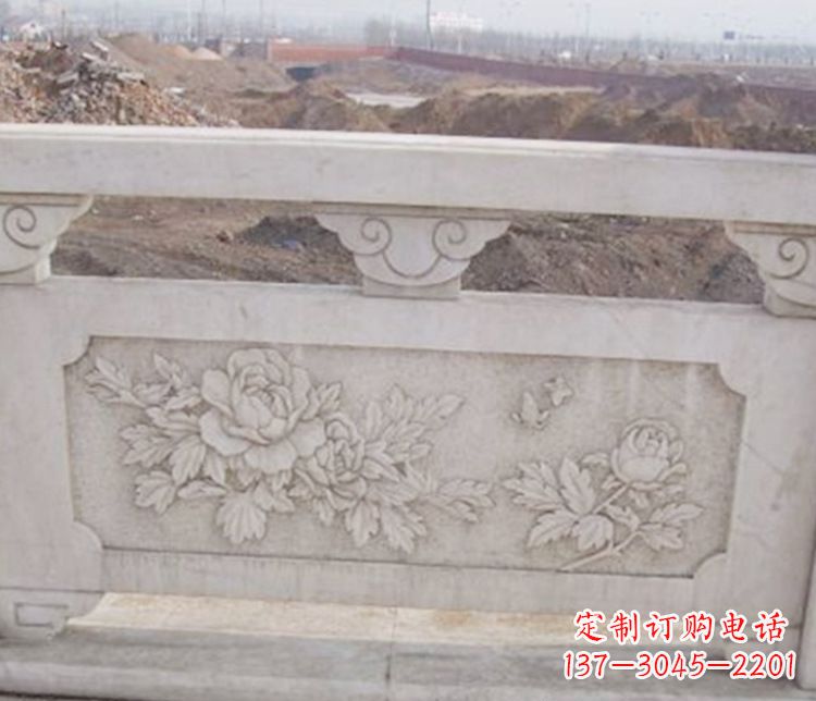 辽阳公园牡丹花浮雕石栏板景观石雕