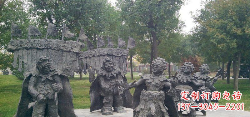 辽阳领雕塑扭秧歌老人铜雕