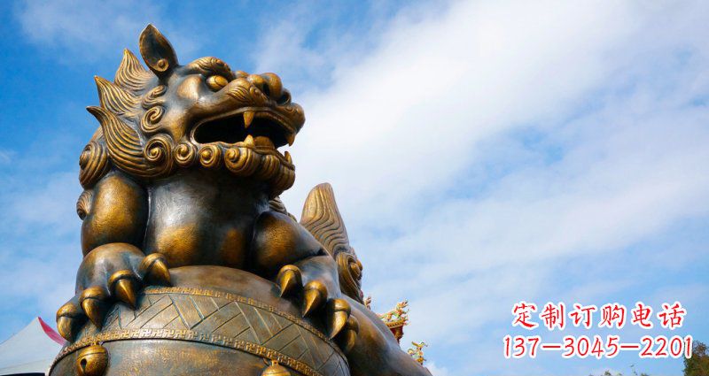 辽阳大型铜雕狮子景观装置