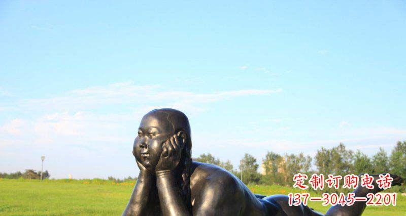 辽阳美好时光,萌萌哒胖女孩青铜雕塑
