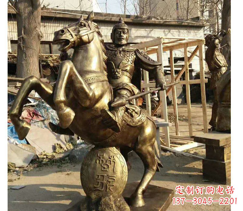 辽阳公园人物骑马的战士铜雕