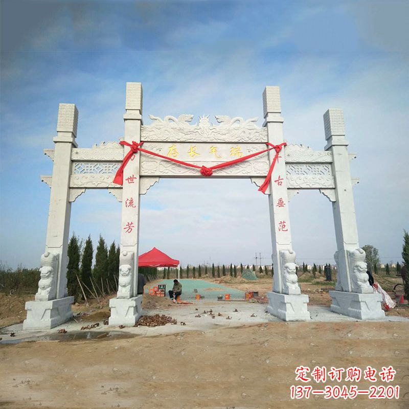 辽阳中领雕塑专业定制公园三间四柱牌坊雕塑