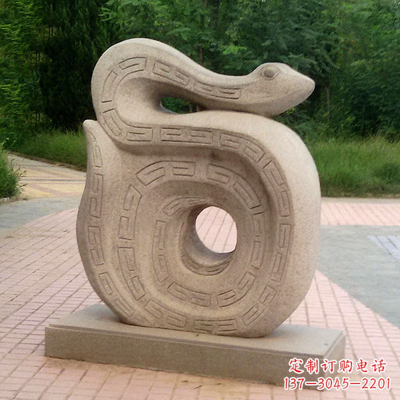 辽阳砂岩动物蛇雕塑