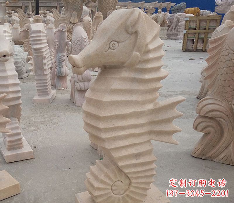 辽阳公园石雕喷水海马