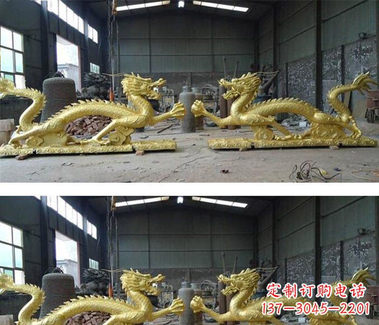辽阳古典传统双龙戏珠铜雕塑