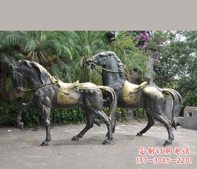 辽阳3米大型精美纯铜马鞍雕塑
