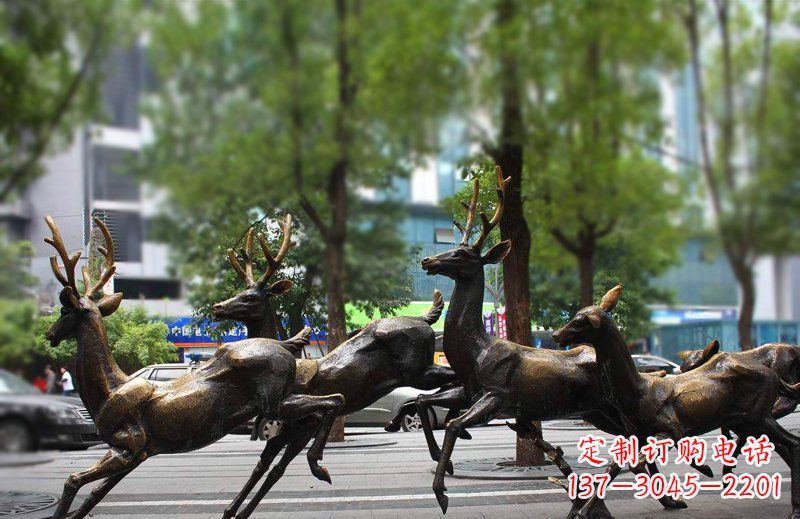 辽阳艺术精美的铜雕群鹿动物雕塑