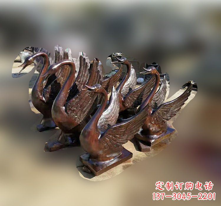 辽阳优雅美丽的铜雕天鹅塑料