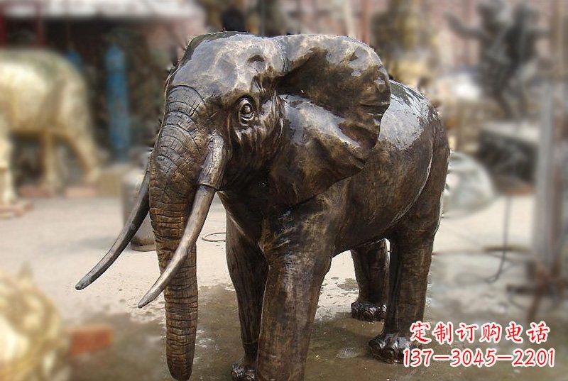 辽阳公园铜雕象牙大象动物雕塑