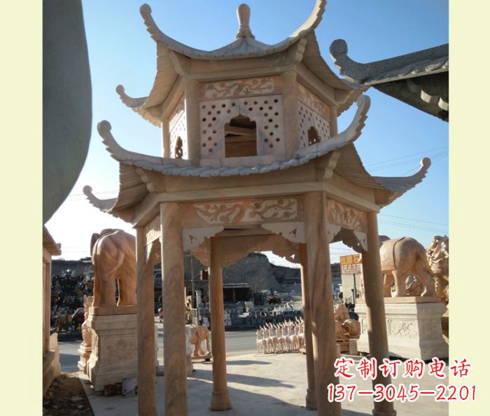 辽阳中式双层石雕凉亭