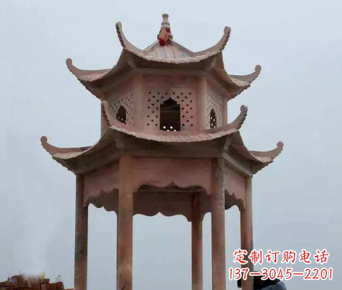 辽阳中领雕塑双层六角石雕凉亭