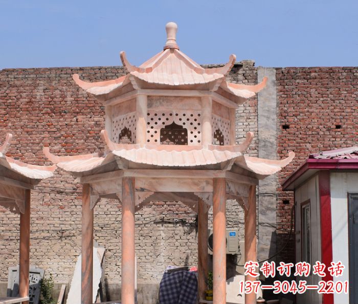 辽阳中领雕塑精致双层石头凉亭雕塑
