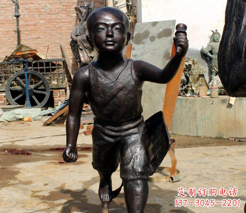辽阳打造完美的小孩铜雕,让童趣活跃