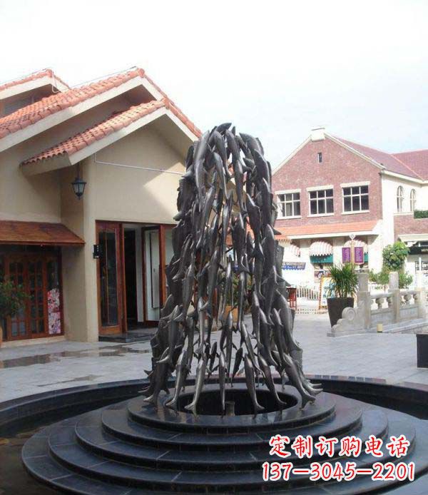 辽阳欢乐鱼群,喷泉铜雕