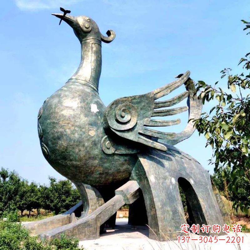 辽阳公园园林朱雀铜雕景观雕塑