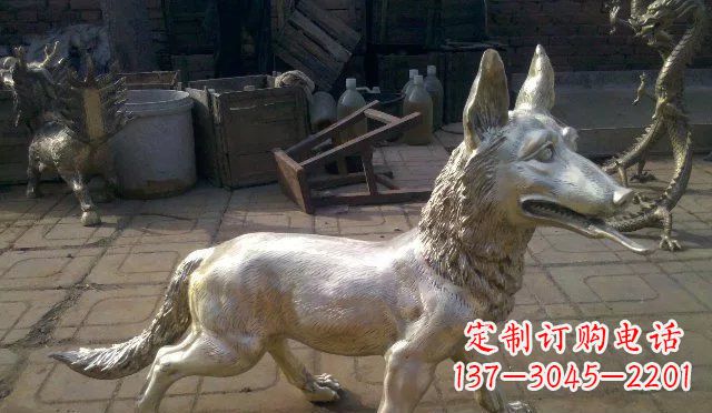 辽阳铸铜小狗动物雕塑