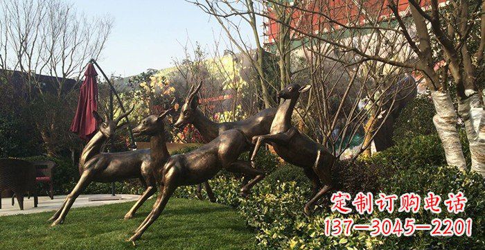辽阳公园铸铜小鹿动物铜雕 (3)