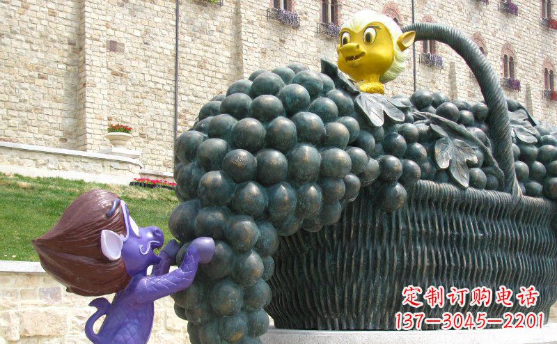 辽阳精致雕刻,定制葡萄花篮雕塑