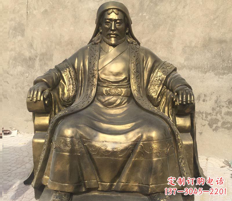 辽阳展现历史荣光的成吉思汗铜雕