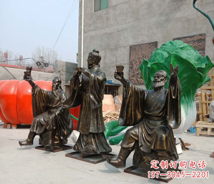 辽阳古代名人刘关张三结义铜雕