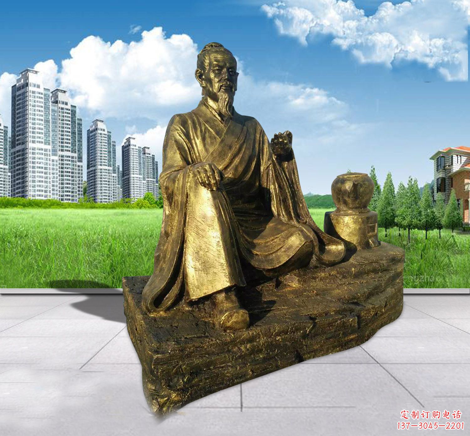 辽阳古代名医张仲景铜雕