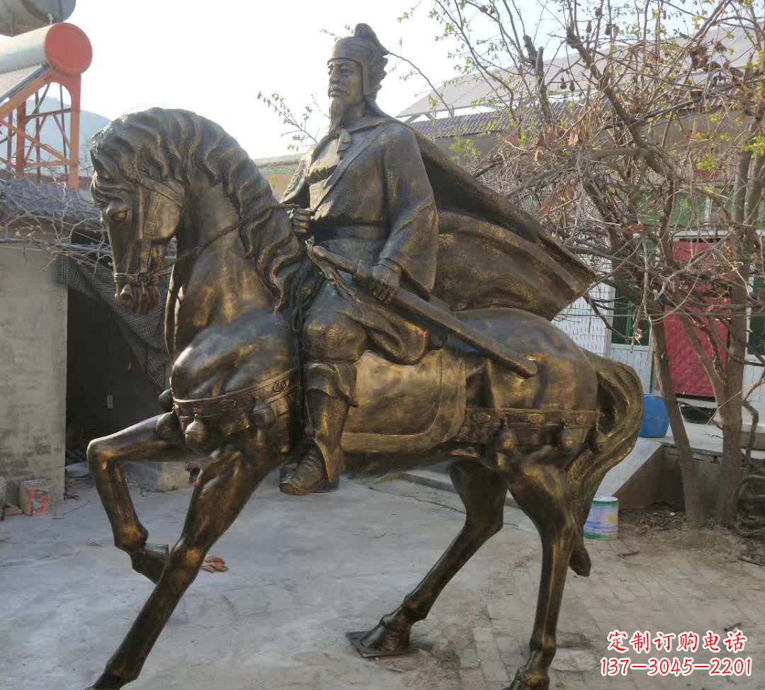 辽阳古代骑马人物铜雕塑