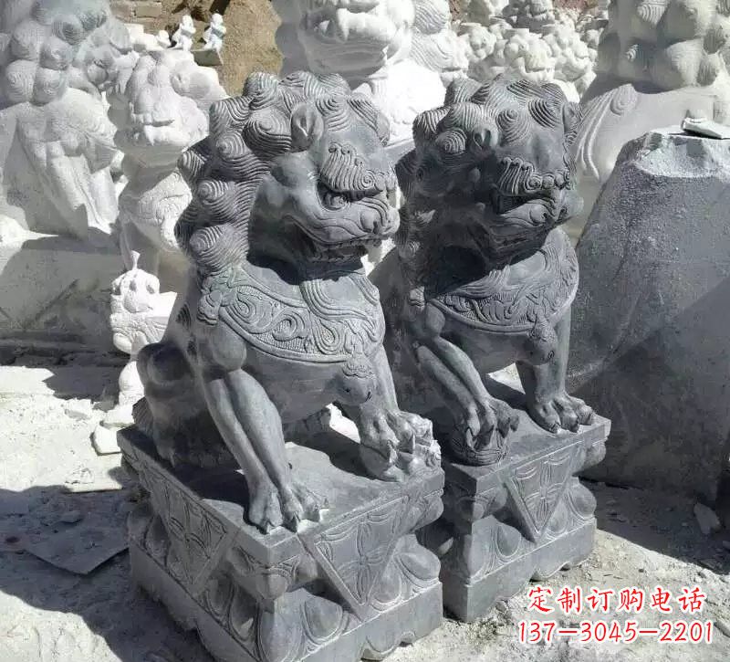 辽阳古代青石狮子雕塑