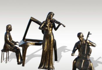 辽阳公园景观钢琴拉小提琴人物铜雕