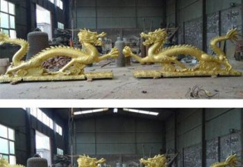 辽阳古典传统双龙戏珠铜雕塑