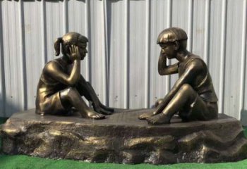 辽阳儿童雕塑-铜雕下棋展示精美的艺术