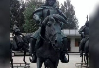 辽阳英姿飒爽古代将军骑马铜雕
