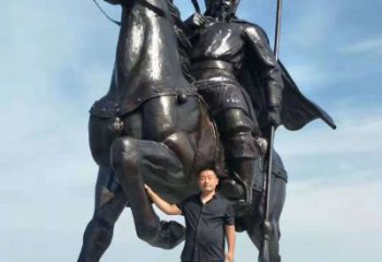 辽阳以古代骑马将军为灵感的铜雕