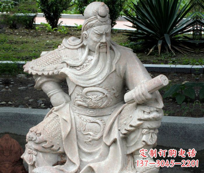 辽阳中领雕塑:经典古典关公石雕