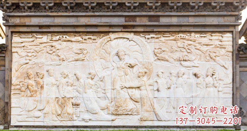 辽阳中领雕塑:古代人物石浮雕影壁