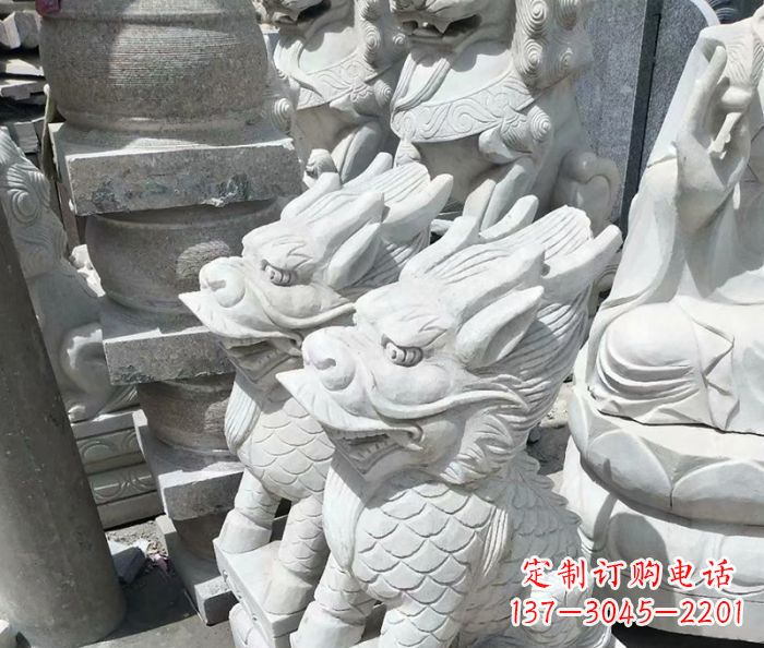 辽阳古代神兽大理石麒麟石雕 (3)
