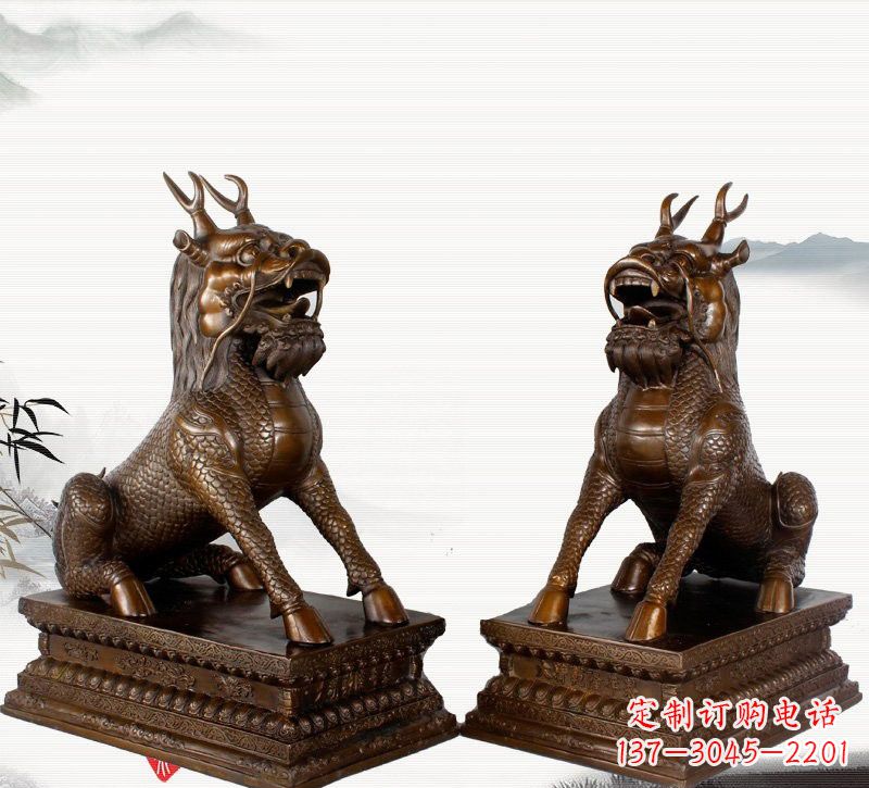 辽阳古典神麒麟铜雕,馥玉臻品