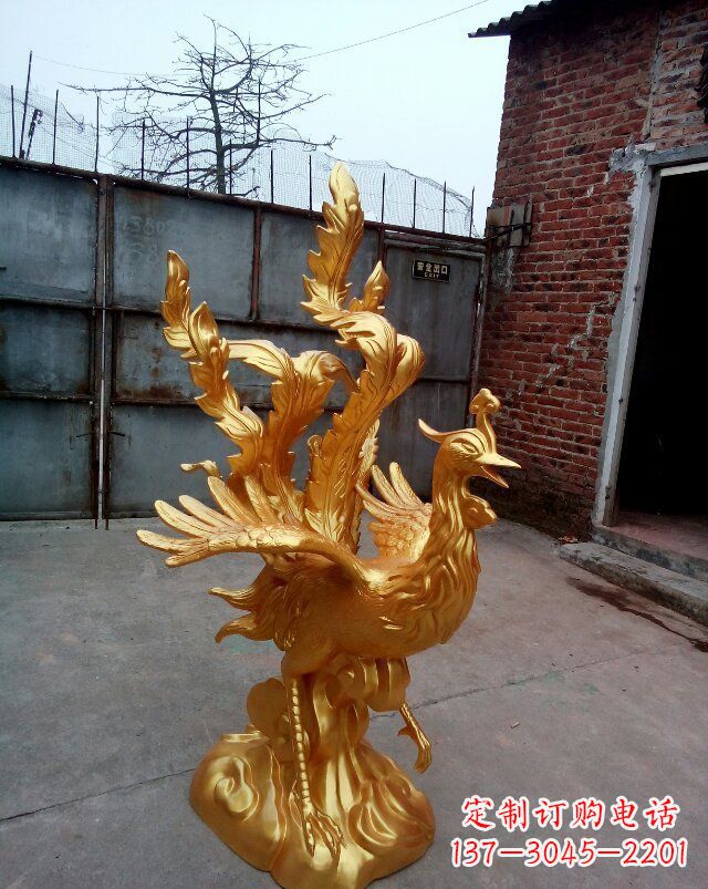 辽阳古代神兽铸铜凤凰雕塑