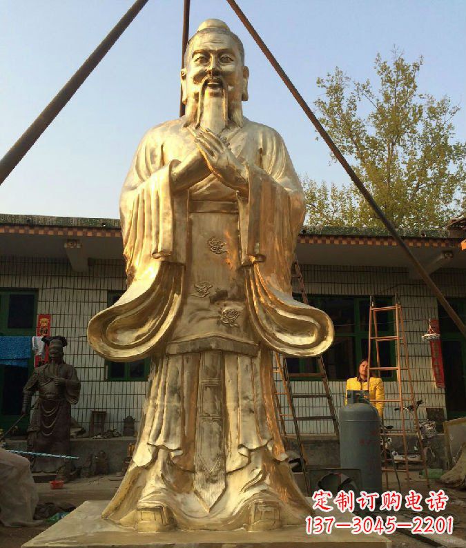 辽阳古代思想家人物孔子铜雕