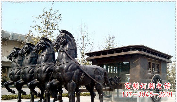 辽阳传统古典马车铜雕塑