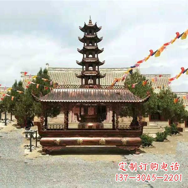 辽阳全新古典铜香炉雕龙塑型双耳方形器皿