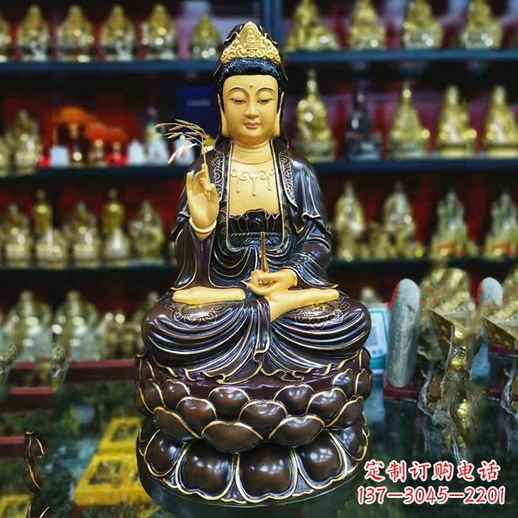 辽阳古铜手工雕刻观音佛像