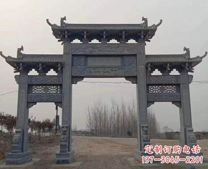 辽阳古石牌坊-手工精雕细琢牌坊雕塑